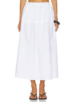 Solid & Striped - Ivy Women's Elastic Waist Poplin Maxi Skirt White