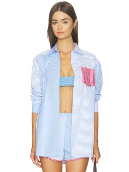 Solid & Striped - Avril Women's Striped Button-Down Shirt Blue