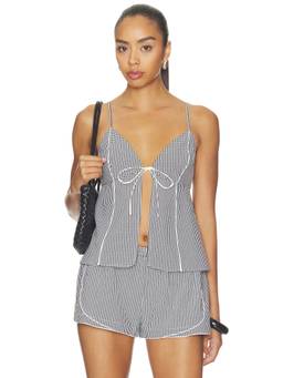 Solid & Striped - Eleni Women's Front Tie-Up V-Neck Swim Top Black