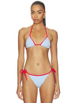 Solid & Striped - Iris Women's Halter Tie-Up Unpadded Bikini Top Blue