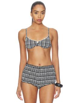 Solid & Striped - Seersucker Women's Unpadded Underwire Bikini Top Black
