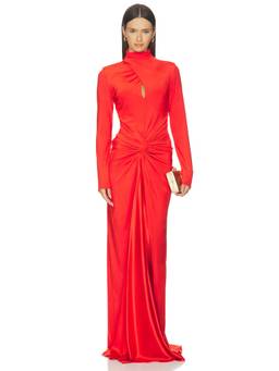 SILVIA TCHERASSI - Birdy Women's Ruched Cut-Out Maxi Dress Orange