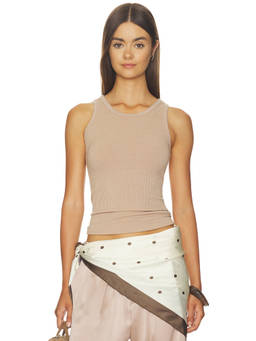 SABLYN - Jameela Women's Rib Knit Racer Back Tank Top Dune