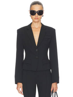 Smythe - Two Button Tillie Women's Tailored Notched Lapel Blazer Black