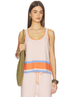 Sancia - Cali Women's Ribbed Sleeveless Knit Tank Top Pink