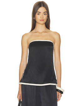 Sancia - Mars Women's Strapless Piped Tube Top Black