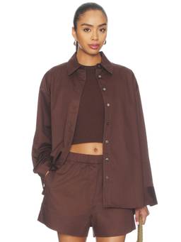 Sold Out NYC - Everything Women's Cotton Poplin Button-Down Shirt Brown