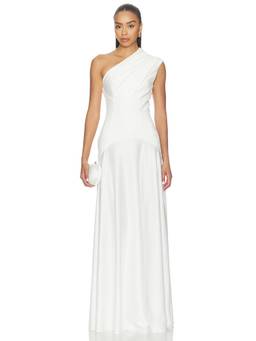 SOLACE London - Gabriela Women's One-Shoulder Crepe Maxi Dress Cream
