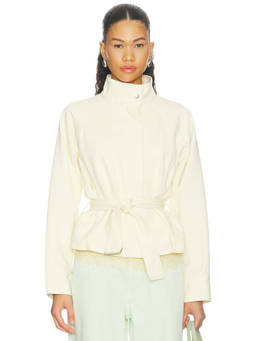 Sovere - Asha Women's Belted Zip Twill Jacket Pannacotta