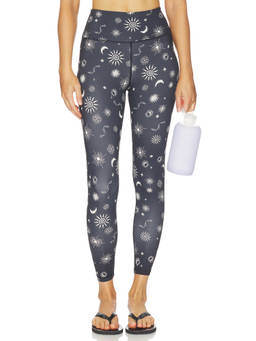Spiritual Gangster - Solstice Lotus Women's High-Waist 7/8 Leggings Black