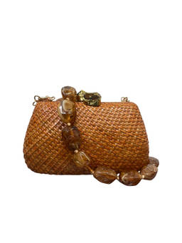 Serpui - Brenda Compact Woven Clutch Tan