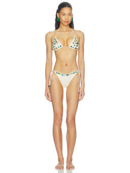 SIEDRES - Embellished Women's Side Tie Bikini Bottom Off White