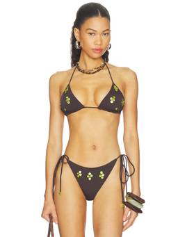 SIEDRES - Juniper Women's Unpadded Halter Tie-Up Bikini Top Brown