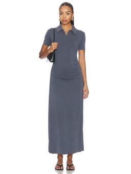 SAMSOE SAMSOE - Sasun Women's Ruched Polo Maxi Dress Blue