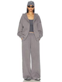 SSAINT - Acid Wash Women's Hooded Zip-Up Tracksuit Grey