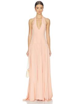 Shani Shemer - Astrid Women's Halter Neck Plunge Maxi Dress Pink