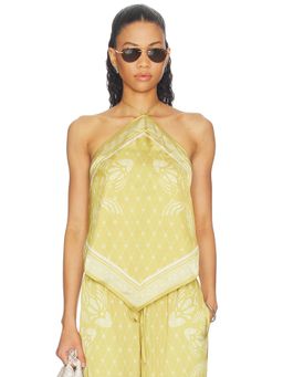 Shani Shemer - Women's Halter Neck Satin Bikini Top Mustard