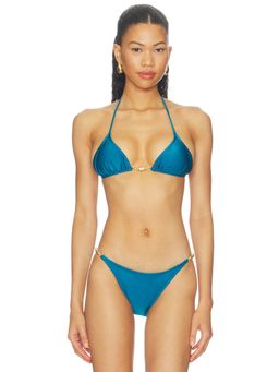 Shani Shemer - Alexander Women's Unpadded Halter Tie-Up Bikini Top Teal