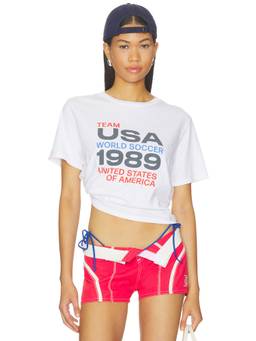 Sunny Somewhere - Team USA Women's Graphic Print Crew Neck T-Shirt White