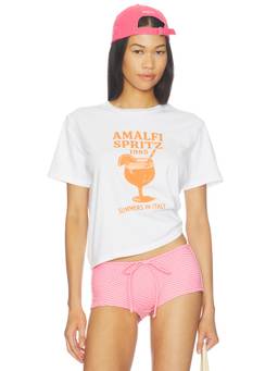 Sunny Somewhere - Amalfi Spritz Women's Graphic Print Crew Neck T-Shirt White