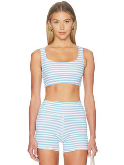 STRUT-THIS - Jolie Women's Mid Impact Scoop Neck Pull On Sports Bra Blue