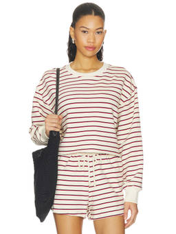 STRUT-THIS - Sonoma Women's Terry-Lined Crew Neck Sweatshirt Stripe