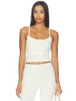 STRUT-THIS - Eyelet Women's Sleeveless Shoulder Straps Tank Top Off White