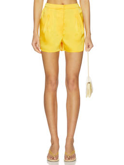 Susana Monaco - Satin Women's Mid-Waist Zip Fly Boxer Shorts Yellow