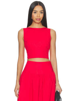 Susana Monaco - Open Back Women's Tie-Up Sleeveless Crop Top Red