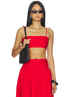 Susana Monaco - Poplin Women's Smocked Back Crop Top Red