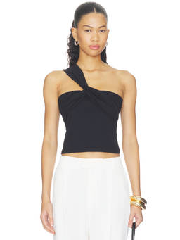 Susana Monaco - Twisted Women's One Shoulder Knotted Top Black