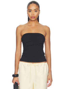 Susana Monaco - Waist Gathered Women's Ruched Strapless/Tube Tube Top Black