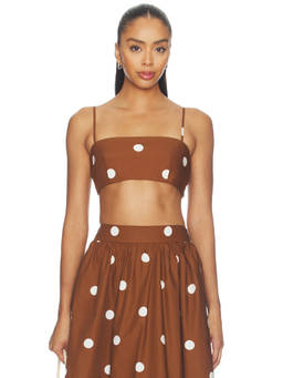 Susana Monaco - Polka Poplin Women's Sleeveless Crop Top Brown