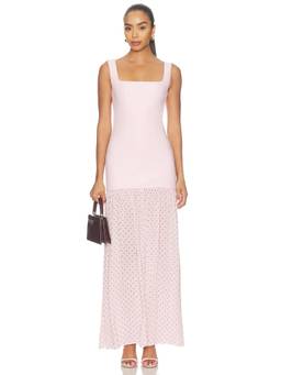 ROTATE - Crepe Women's Sleeveless Scoop Neck Maxi Dress Pink