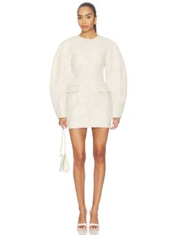 ROTATE - Jacquard Tailored Women's Floral Button-Down Mini Dress Beige