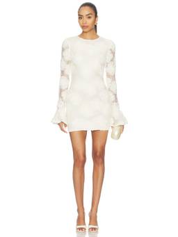 ROTATE - Flower Mesh Women's Cut-Out Back Lace Mini Dress Off White