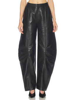ROTATE - Leather Women's Barrel Fit 4-Pocket Cargo Pants Black
