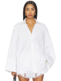 ROTATE - Eyelet Poplin Women's Oversized Button-Down Shirt White