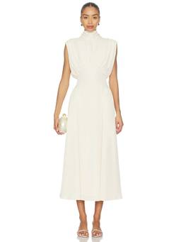 The Bekk - Eliana Women's Tie-Up Neck Sleeveless Midi Dress Oat