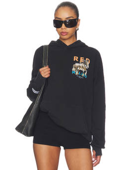 The Laundry Room - Red White And Malibu Women's Graphic Thumbhole Hoodie Black