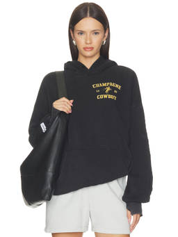 The Laundry Room - Champagne Cowboy Women's Graphic Hooded Pullover Hoodie Black