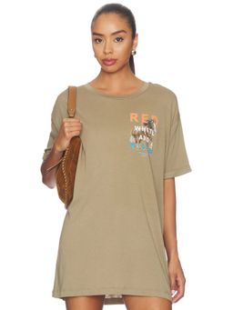 The Laundry Room - Red White And Malibu Women's Graphic Print Oversized T-Shirt Tan