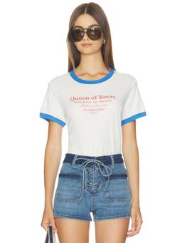 The Laundry Room - Queen Of Beers Women's Graphic Print Crew Neck T-Shirt White