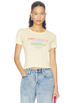 The Laundry Room - Hot Girls Drink Tequila Women's Graphic Crop T-shirt Yellow