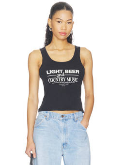 The Laundry Room - Light Beer & Country Music Women's Graphic Rib Tank Top Black