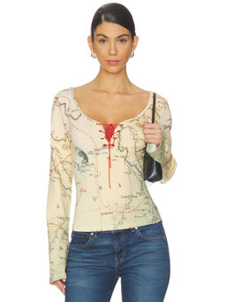Tyler McGillivary - Saylor Women's Long Sleeve Drawstring Crop Top Beige