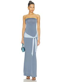 Tiger Mist - Tove Women's Strapless Contrast Knot Maxi Dress Blue