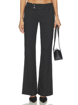 Tiger Mist - Kittie Women's Mid-Waist Stretch Flared Trousers Black