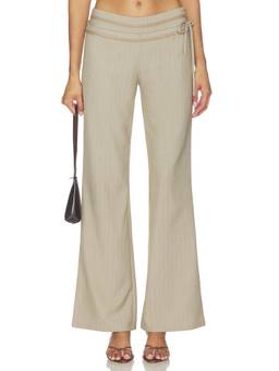 Tiger Mist - Fedra Women's Wide-Leg Belted Palazzo Pants Beige