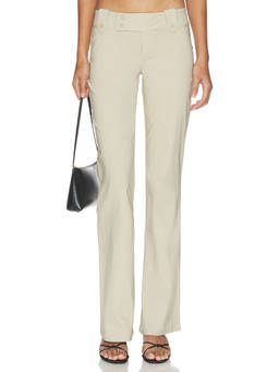 Tiger Mist - Kittie Women's Mid-Waist Stretch Straight Trousers Beige